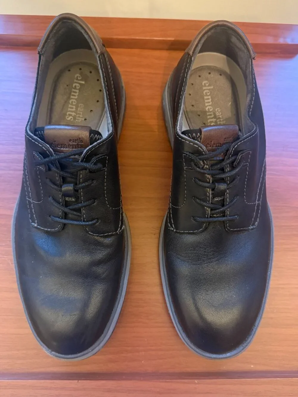 Men’s Earth Elements Bramwell Black Leather Lace Up Comfort Shoes Size 8.5